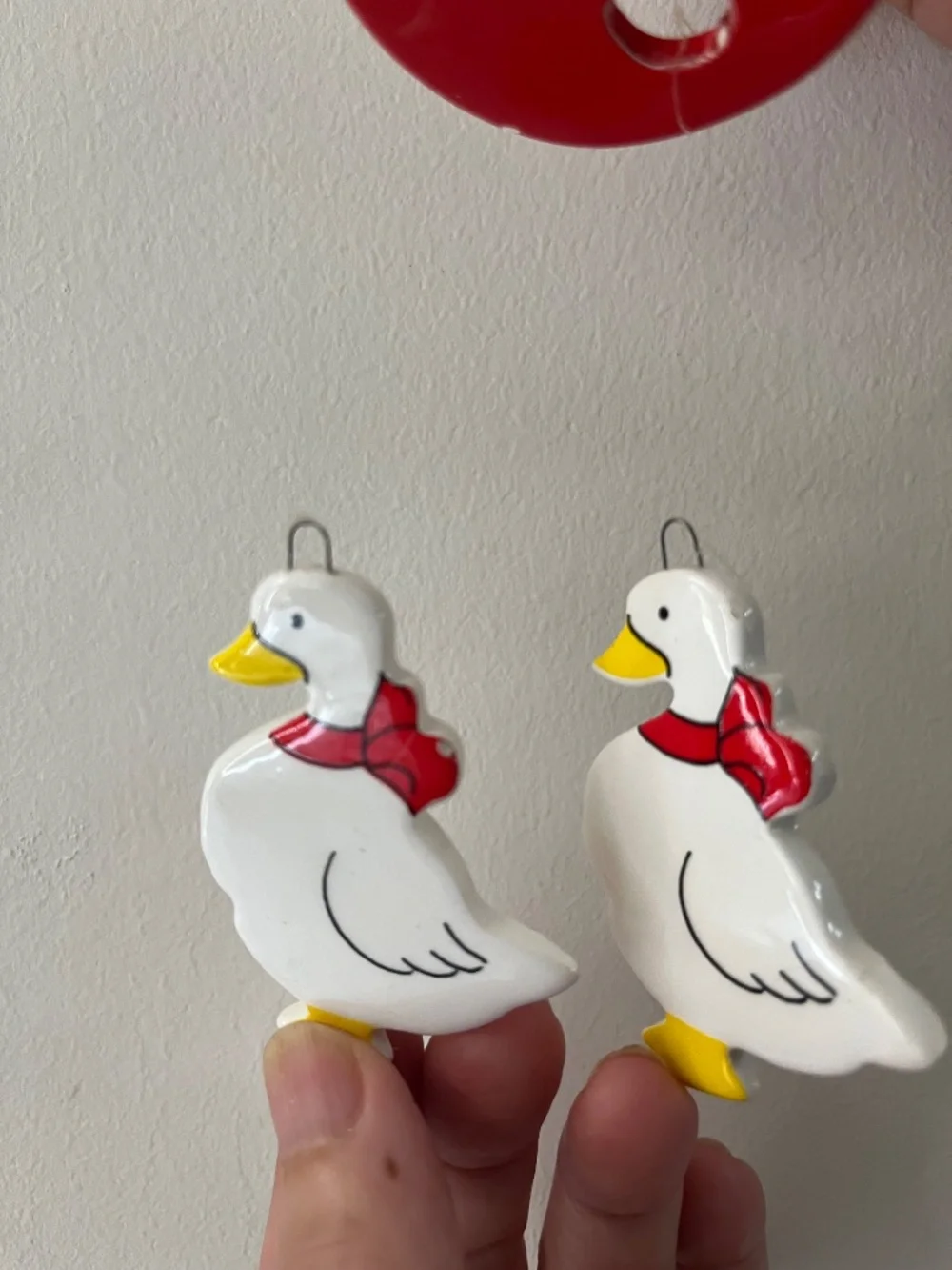 Vintage Hand-Painted Ceramic Duck Hanging Mobile – Whimsical Nursery/Home Decor